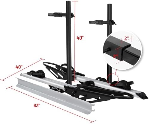 Young Hitch Mount Bike Rack with Ramp, 200 lbs. Capacity for 2 E-Bikes, Fat Tire and Standard, fits Cars, SUVs, RVs, Trailers with 2 Inch Receiver
