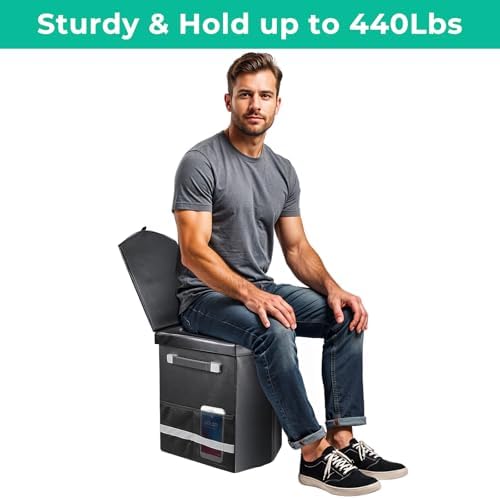 Sckee 2025 Upgraded XL Portable Toilet for Adults,16.5'' Tall Camping Toilet with Lid and Convenient Carry Bag, Portable Potty for Camping, Hiking, Car Travel,Truck, RV, Boating, Road Trips, Beach