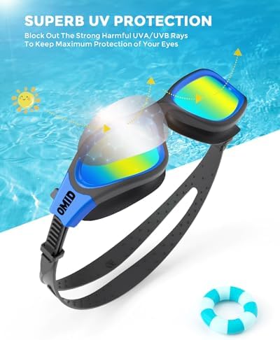 OMID Kids Swim Goggles, P2mini Polarized Swimming Goggles Comfortable for Age 6-14