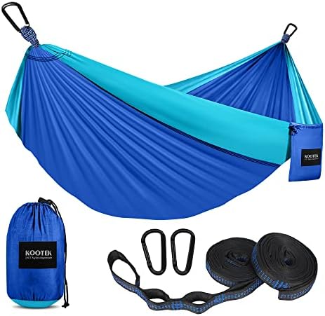 Kootek Camping Hammock 500 lbs Capacity, Portable Hammocks with Tree Straps & Attached Carry Bag, Camping Essentials Gear, Perfect for Outside Indoor Hiking Beach Backpack Travel