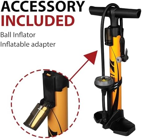 BV Bicycle Pump Durable Bike Floor Pump 17/24 inch Smart Valve Head, 160 psi, Automatically Reversible Presta and Schrader