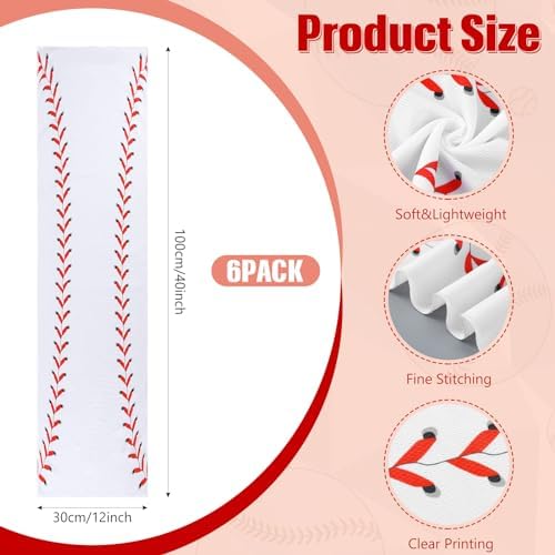 6 Pack Baseball Cooling Towels for Boys, White Sports Towels with Bags, 40"x12" Breathable Chilly Towel, Microfiber Towel for Baseball Sport Team Gift