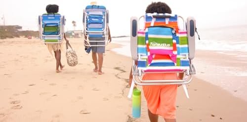 Homevative Kids Folding Backpack Beach Chair with 4 Positions, Carry Handle, Storage Pouch, Cup Holder and Phone Holder, Lightweight Design