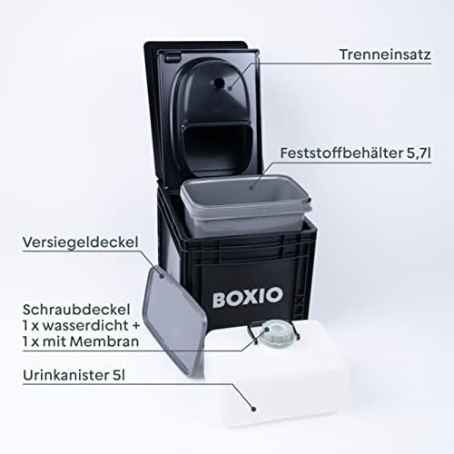 BOXIO Toilet - Portable Toilet, Camping Toilet, composting Toilet for car Camping, Boat or Camping. Mini Camping Toilet: 14,7" x 11,8" x 11,0" Made in Germany.