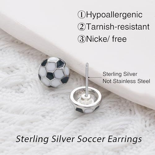SmileBelle Sterling Silver Sports Earrings, Hypoallergenic Volleyball Earrings, Soccer, Basketball Jewelry Baseball Golf Stud for Women Mom as Sports Fan Senior Night Gift Teen Stuff Accessories