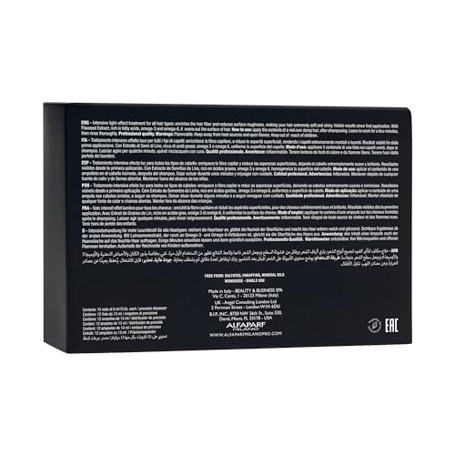 ALFAPARF MILANO Semi Di Lino Sublime Essential Hair Oil Treatment - Lightweight Hair Treatment for Glossy, Shiny Hair - Increase Softness and Luminosity - Color-Safe (12 Vials, 0.44 fl oz Each)