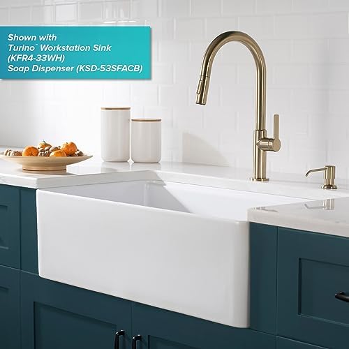KRAUS Oletto Single Handle Pull Down Kitchen Faucet in Spot Free Antique Champagne Bronze, KPF-2820SFACB