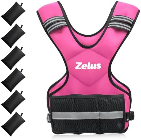 ZELUS Weighted Vest for Men and Women | 4-10lb/11-20lb/20-32lb Vest with 6 Ironsand Weights for Home Workouts | Adjustable Body Weight Vest Exercise Set for Cardio and Strength Training