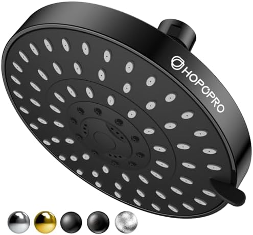 HOPOPRO 5-Mode High Pressure Shower Head - The Washington Post, NBC News, Today TV Show Recommended - High Flow Fixed Showerheads (6 Inch Matte Black)