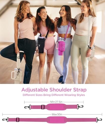 dabria Water Bottle Carrier Bag with Phone Pocket for Stanley 40/30 oz Tumbler Neoprene Water Bottle Holder Pouch with Adjustable Strap Bollus with Straw Cover & Carabiner for Stanley Cup Accessories