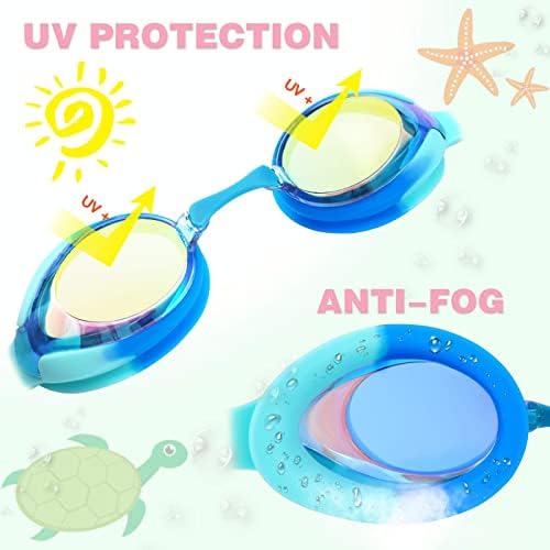 Keary Kids Swim Goggles for Toddler Kids Youth(3-12),Anti-Fog Waterproof Anti-UV Clear Vision Water Pool Goggles