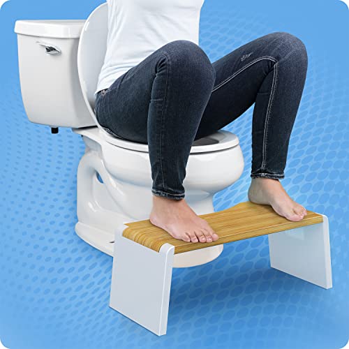 Squatty Potty Stockholm Folding Bamboo Toilet Stool 7" Collapsible, Brown and White, 1 Count