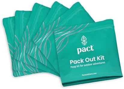 PACT Pack Out Kit - Camping Poop Kit Includes Wet Wipes, Smell Proof Disposal Bags, Hand Wipes, Poop Powder for Odor and Human Waste Bags for Camping and Backpacking
