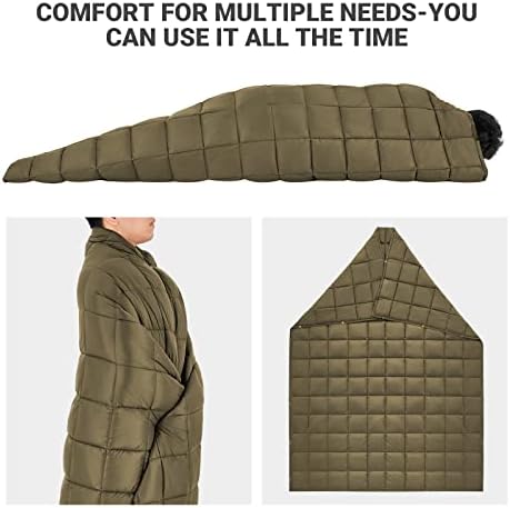 KingCamp Down Camping Blanket - Lightweight, Multifunctional Quilt for Camping with Snap Button, Portable for Stadium, Travel, Airplane, Picnic, Indoor & Outdoor, Provides Warmth