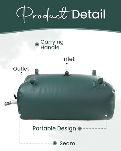 FoundGo Water Storage Bladder Emergency Water Storage Tank, Large Capacity Water Containers, Portable Vinyl Water Storage Barrel for Outdoor/Survival/RV/Garden