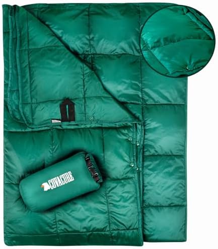 covacure Camping Blanket - Outdoor Travel Blanket, Packable, Puffy Blanket, Lightweight & Warm Quilt for Camping, Hiking, Backpacking, Outdoors, Travel, Beach(Blue)