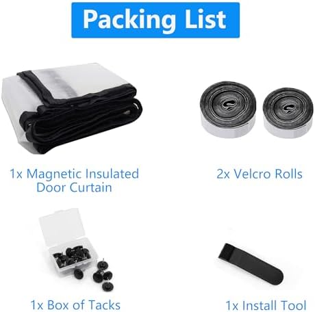 RELIANCER Magnetic Thermal Insulated Door Curtain,Waterproof EVA Door Cover,Fit Doors Size Up to 32"x80",Temperature Protection Insulated Doorway Curtain Partition,Patio Self-Closing Doors Net Screen