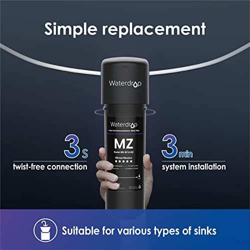 Waterdrop RF10-MZ Replacement Filter Cartridge For 10UB-MZ/10UA/10UB Under Sink Water Filter, 8K Gallons High Capacity