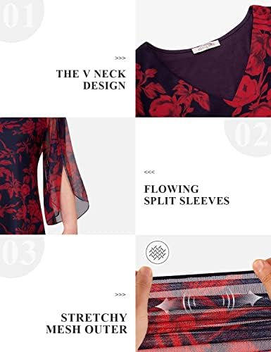 SeSe Code Womens Ruffle 3/4 Sleeve Stretchy Mesh Dress Wedding Guest Dresses