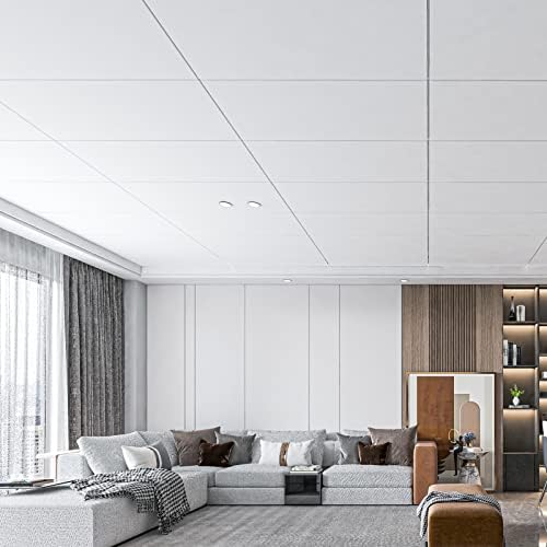 Art3d 10-Pack Smooth Drop Ceiling Tile 2ft x 4ft - Fire-Rated, Waterproof, Reusable - Premium PVC, No Sag and Breakage - Cover 80 Sq. Ft, White