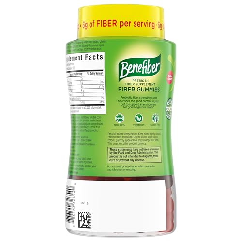 Benefiber Prebiotic Fiber Supplement Gummies for Digestive Health, Assorted Fruit Flavor - 81 Count
