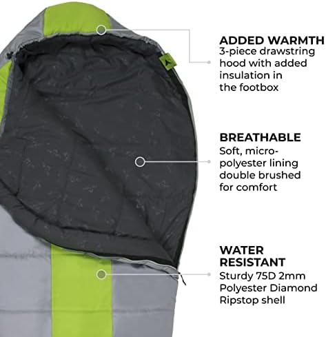 Teton 20F and 5F Degree Sleeping Bag; Lightweight, Warm Weather Mummy Sleeping Bags for Adults and Kids, Camping, Backpacking, Hiking
