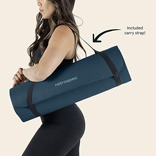 Retrospec Solana Yoga Mat 1/2" Thick w/Nylon Strap for Men & Women - Non Slip Exercise Mat for Yoga, Pilates, Stretching, Floor & Fitness Workouts