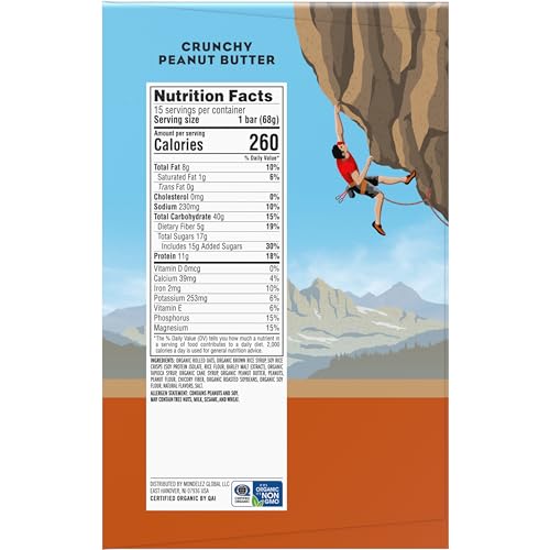 CLIF BAR - Protein Bars - Crunchy Peanut Butter - Made with Organic Oats - Energy Bars - Non-GMO (15 Pack)
