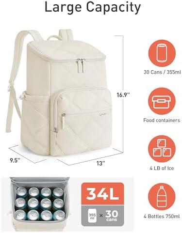 TOURIT Insulated Backpack Cooler: 30 Cans Waterproof Leakproof Soft Cooler Bag Beach Travel Picnic Camping