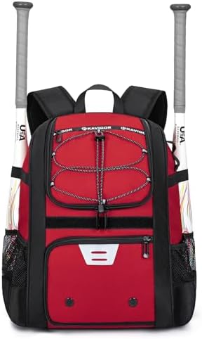 Youth Baseball Bag, Softball Bag for Girls & Boys, Kids Tball Backpack with Shoes Compartment