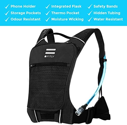 Sub90 Running Hydration Vest - Lightweight Running Pack for Men & Women with Phone Holder, Storage, Thoracic Belt - Running Water Pack - Carry Personal Items While Running - Black