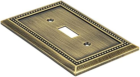 Henne Bery Sunken Pearls Heavy Duty Decorative Wall Plate Switch Plate Outlet Cover (Single Toggle, 3 Pack, Antique Brass)