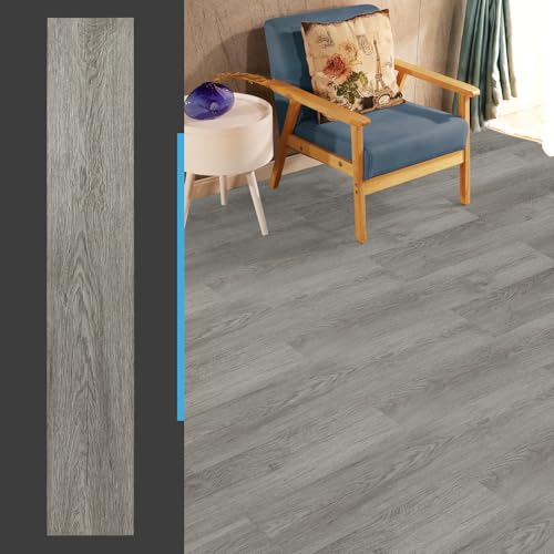 Art3d Peel and Stick Floor Tile Vinyl Wood Plank 36-Pack 54 Sq.Ft, Deep Gray, Rigid Surface Hard Core Easy DIY Self-Adhesive Flooring