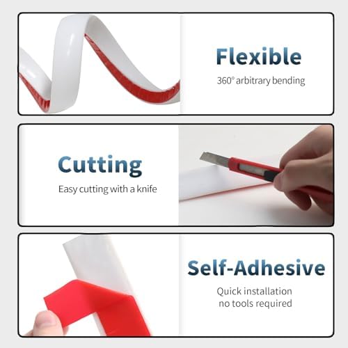 Flexible Quarter Round Molding, Mini Peel and Stick Rubber Trim Molding(59Inch)