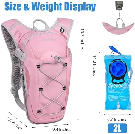 Zavothy Hydration Backpack with 2L Hydration Bladder Water Backpack for Hiking Hydration Pack for Running Cycling Hiking