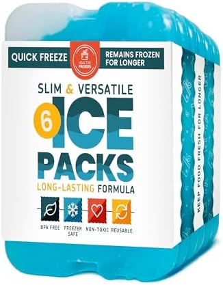 Healthy Packers Ice Packs for Lunch Boxes & Coolers - Freezer Packs - Original Cool Pack | Cooler Accessories for Beach, Camping & Fishing | Slim & Long-Lasting Reusable Ice Pack for Cooler
