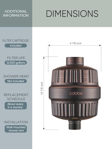 Cobbe HD HEAVY DUTY High Output Shower Filter – 99% REMOVAL Shower Head Filter for Hard Water, Heavy Metals, Chlorine and Harmful Substance, Improve your skin and hair - Oil Rubbed Bronze
