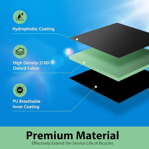 Bike Cover Waterproof Outdoor Storage for 3 Bikes, Bicycle Cover Rain Sun UV Dust Wind Proof with Storage Bag for Mountain Road Bike/Ebike (210D Black+Green, XXXL Size for 3 bikes)