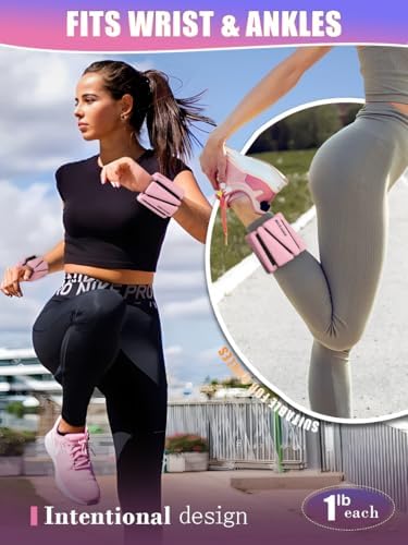 Wrist Ankle Weights Set of 2(1 lb/2 lbs Each) Adjustable Weights Training Intensity for Strength Training Walking Running Yoga Pilates Jogging for Women Men