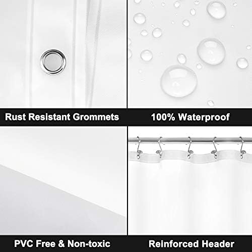 Barossa Design Clawfoot Tub Shower Curtain with 12 Magnets - 36 Metal Hooks Included, 180" W x 70" H Wrap Around, Waterproof PEVA, Metal Grommets - Frosted, 180x70