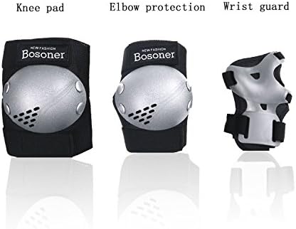 BOSONER Kids/Youth Knee Pads Elbow Pads Wrist Guards Set for 3-15 Years, Child Protective Gear Set for Roller Skates, Cycling, BMX Bike, Skateboard, Inline Skating, Scooter Riding Sports…