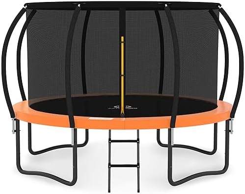 JUMPZYLLA Trampoline Outdoor 8FT 10FT 12FT 14FT 15FT 16FT with Enclosure and Ladder, ASTM Approved Recreational Trampoline for Kids and Adults, Anti-Rust Coated Frame