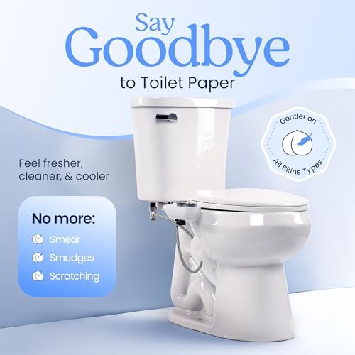 Clear Rear Hot and Cold Bidet Attachment for Toilet – Non-Electric Warm Water Bidet with Adjustable Pressure, Dual Nozzle for Feminine & Rear Wash, Self-Cleaning Hygienic Sprayer, Easy Installation