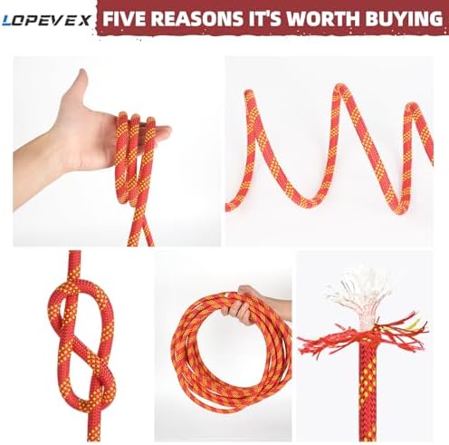 1/2 Inch Climbing Rope 150 Ft Red - 48 Strands Tree Climbing,1/2in Arborist Rope,Rappelling Rope,Static Nylon Polyester Braided Rope,Bull Rope for Tree Pulling,Nautical Rigging Rope Swing