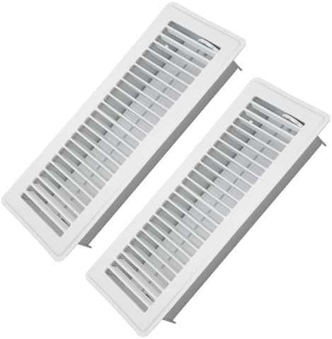 4" x 12" Floor Register 2 Pack - Heavy Duty Steel Walkable Floor Vents - Easy Adjust Air Supply Lever - Vent Covers for Home (White)