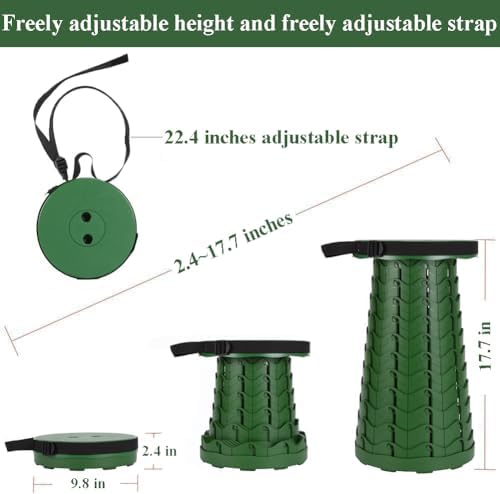 Fishboy Upgraded Collapsible Stool, 400lbs Max Weight, Lightweight But Sturdy, Portable Retractable Folding Telescoping Foldable Camping Stool for Adults Outdoor Fishing Hiking Gardening Travel BBQ
