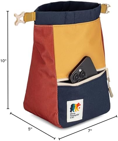 Crux Bouldering Chalk Bucket, Large Size Chalk Bag for Rock Climbing, Chalk Pot with Magnetic Closure, Zippered Pockets and Mesh Pouch for Climbers, Weightlifting, Gymnastics