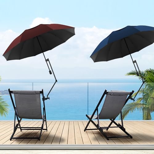 UPF 50+ Beach Umbrella with Adjustable Universal Clamp