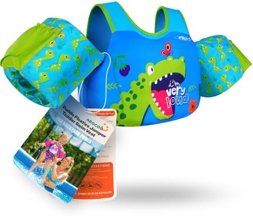 Toddler Swim Vest for 1-3-5,6,7,8,9 Years Old, Puddle Pool Floats Kids Jumper 20-30-50-60-70 Pounds, Swimming Arm Floaties with Shoulder Harness Arm Wings for Swimmies, Toddlers, Boys, Girls