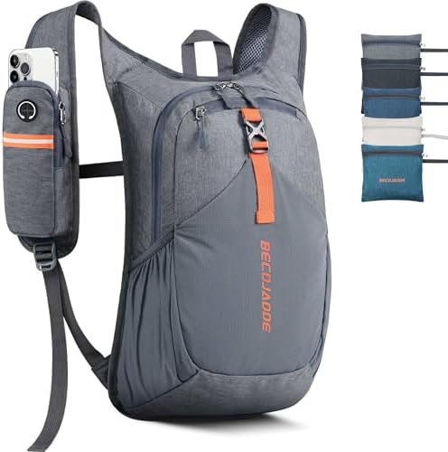 15L Small Hiking Backpack for Men Women Foldable Packable Back Pack Ultralight Hiking Daypack for Travel Camping Outdoor, Gray